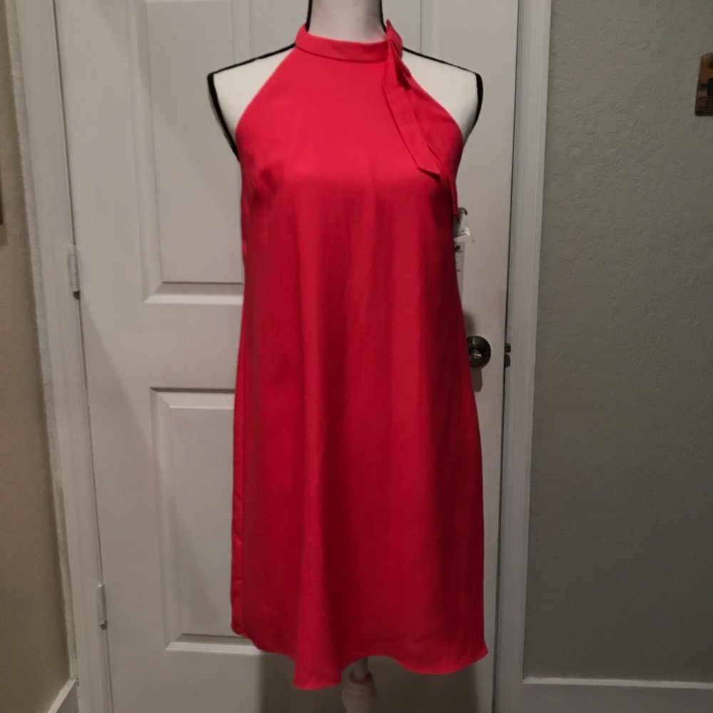Nicole Miller New York NWT Coral Bow-Neck Halter A-Line Dress Size 4